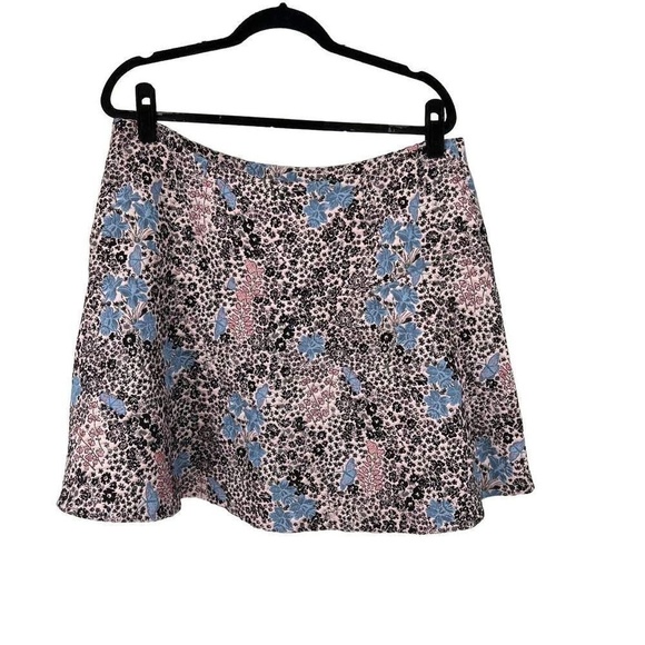 Loft Pink & Blue Floral Butterfly Print Mini A Line Skirt - Picture 2 of 8